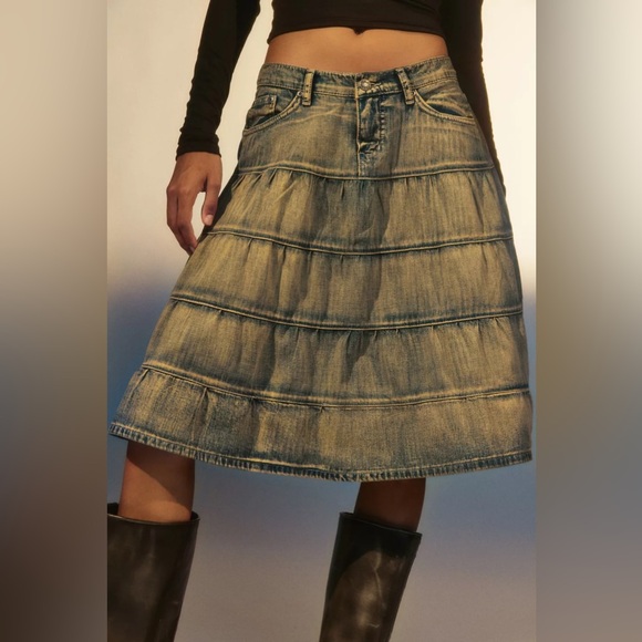 Jaded London Denim Prairie Midi Skirt - Picture 2 of 6